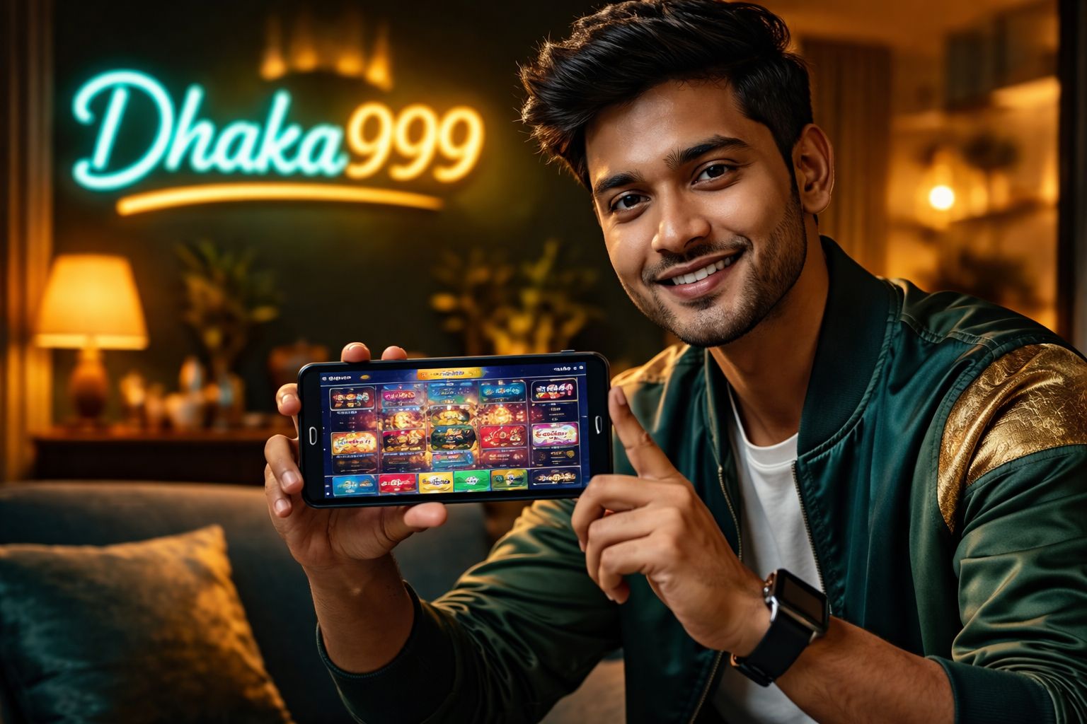 Dhaka999 ক্যাসিনো লবি যেখানে ৬০০+ গেম এক ওয়ালেটের নিচে মোবাইল স্ক্রিনে প্রদর্শিত